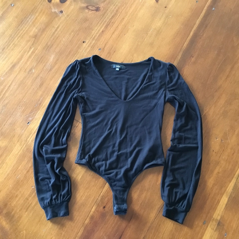 Lulus Long Sleeve Bodysuit - Black Sz Small